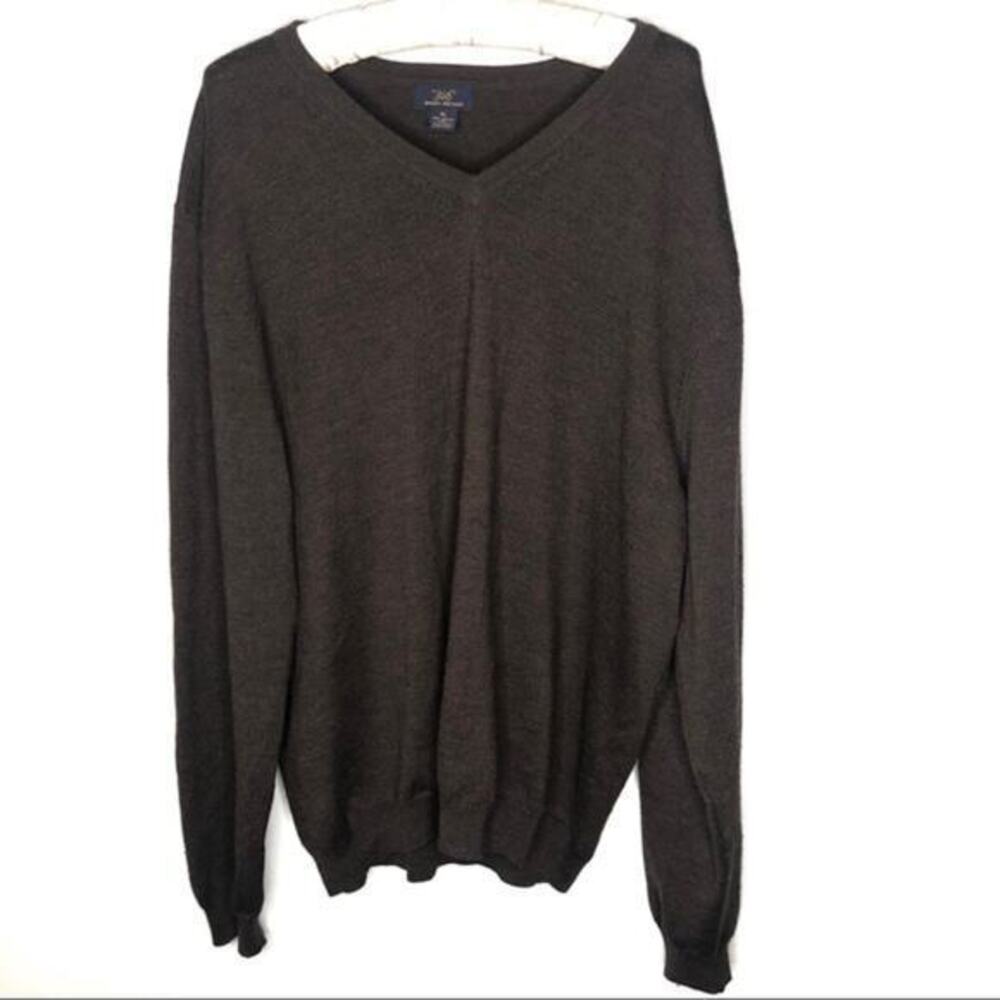 Brooks Brothers 346 long sleeve brown v-neck wool blend sweater men's size XL
